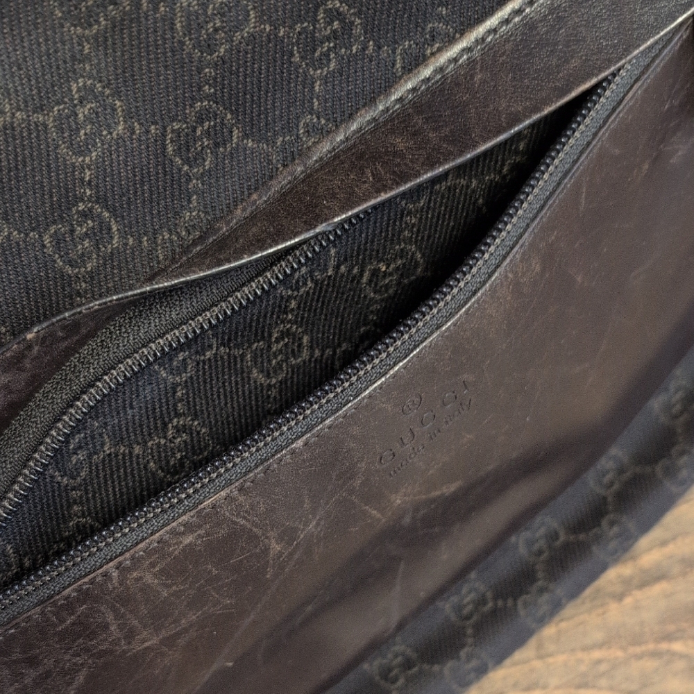 Gucci GG Canvas Monogram Shoulder Distressed Leather Trim Tote Bag 34339 - Picture 12 of 13